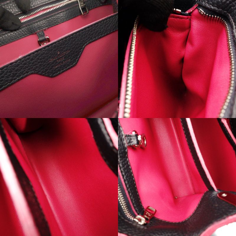 LOUIS VUITTON Capucines PM Handbag 2-Way Black × Pink Leather Black 7-3-621