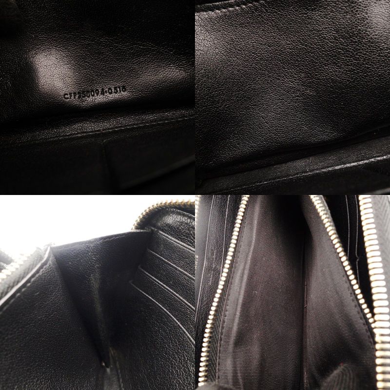 Saint Laurent Long Wallet Black YSL Logo Black Leather Zipper Gold Hardware 7-7-753