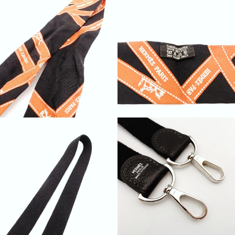 HERMES Garden Party TPM Canvas Leather Twill Ash Beige × Black □I Stamped Handbag 7-7-826