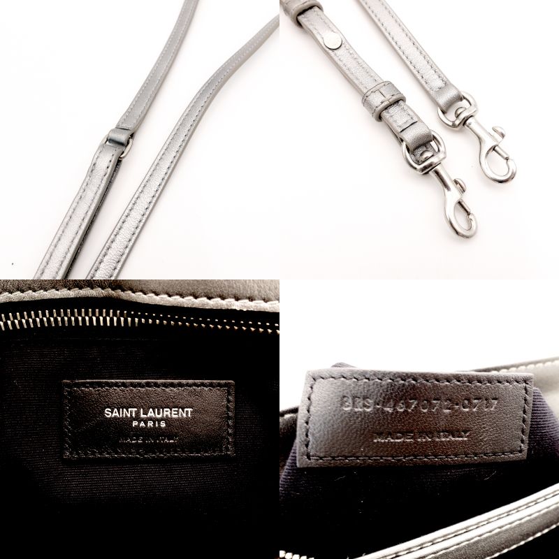 Saint Laurent Lulu Shoulder Bag Silver Leather YSL Logo With Box 7-8-381