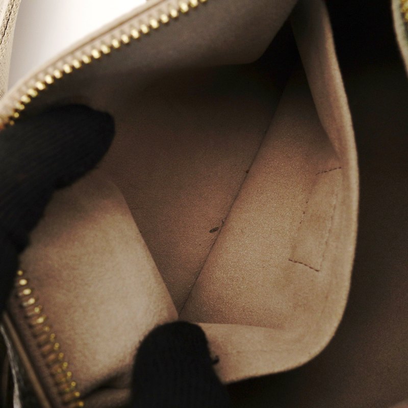 Louis Vuitton Monogram Implant Papillon BB Shoulder Bag Leather Beige Crossbody 7-8-516