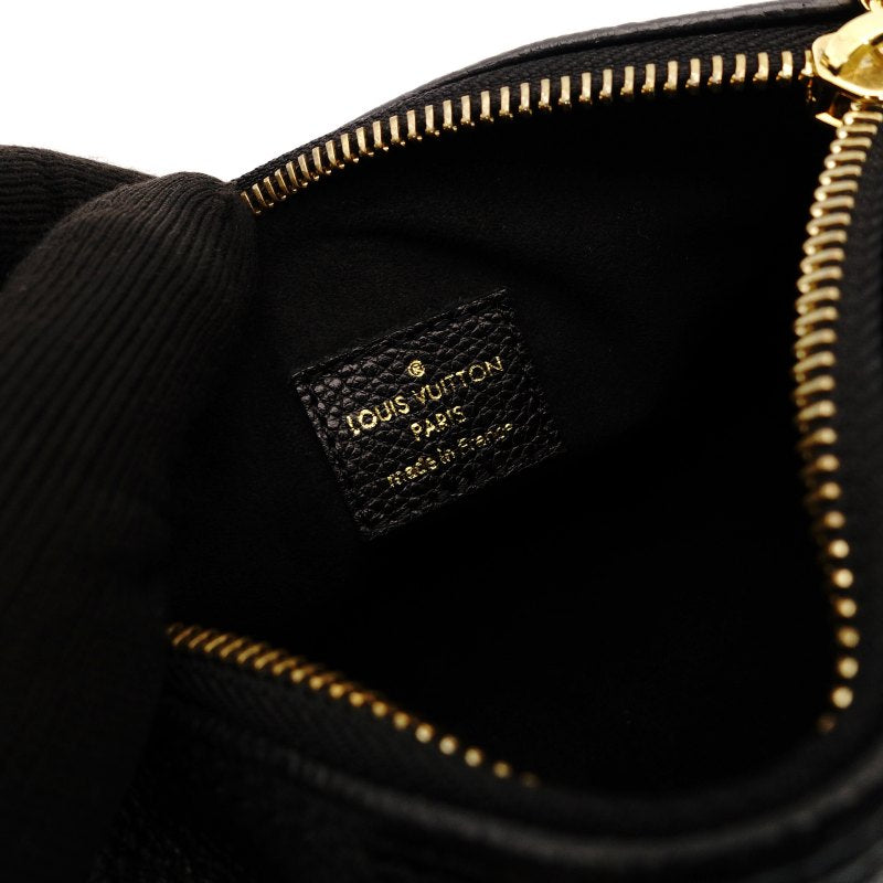 LOUIS VUITTON Monogram Implant Nano Speedy Shoulder Bag Leather Black Crossbody 7-8-553