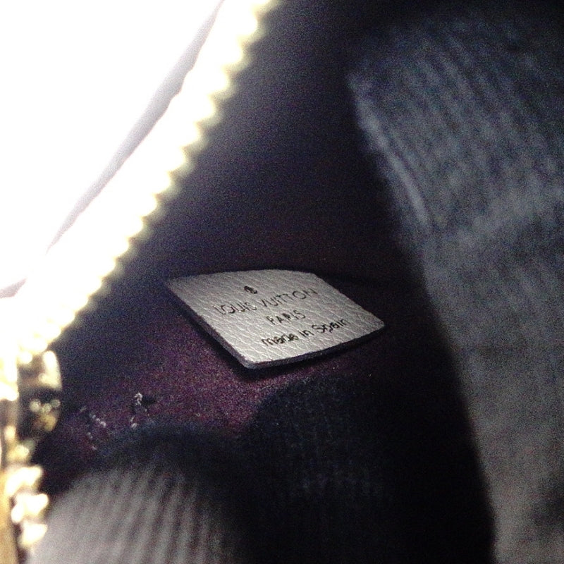 LOUIS VUITTON Monogram Implant Neverfull Pouch Brown Leather 7-9-010