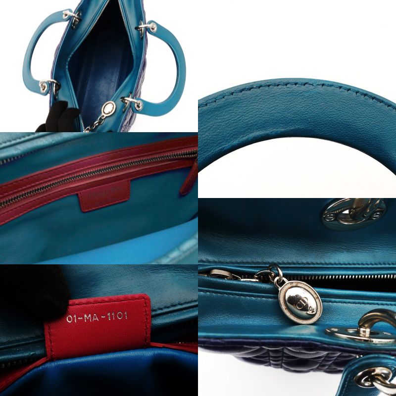 Christian Dior Lady Dior 2-Way Handbag Shoulder Leather Multicolor 7-9-090