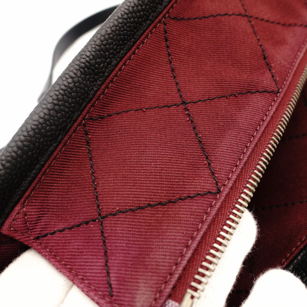 CHANEL Matelassé Coco Mark Caviar Skin Tote Bag Black Silver Hardware Shoulder 7-10-684