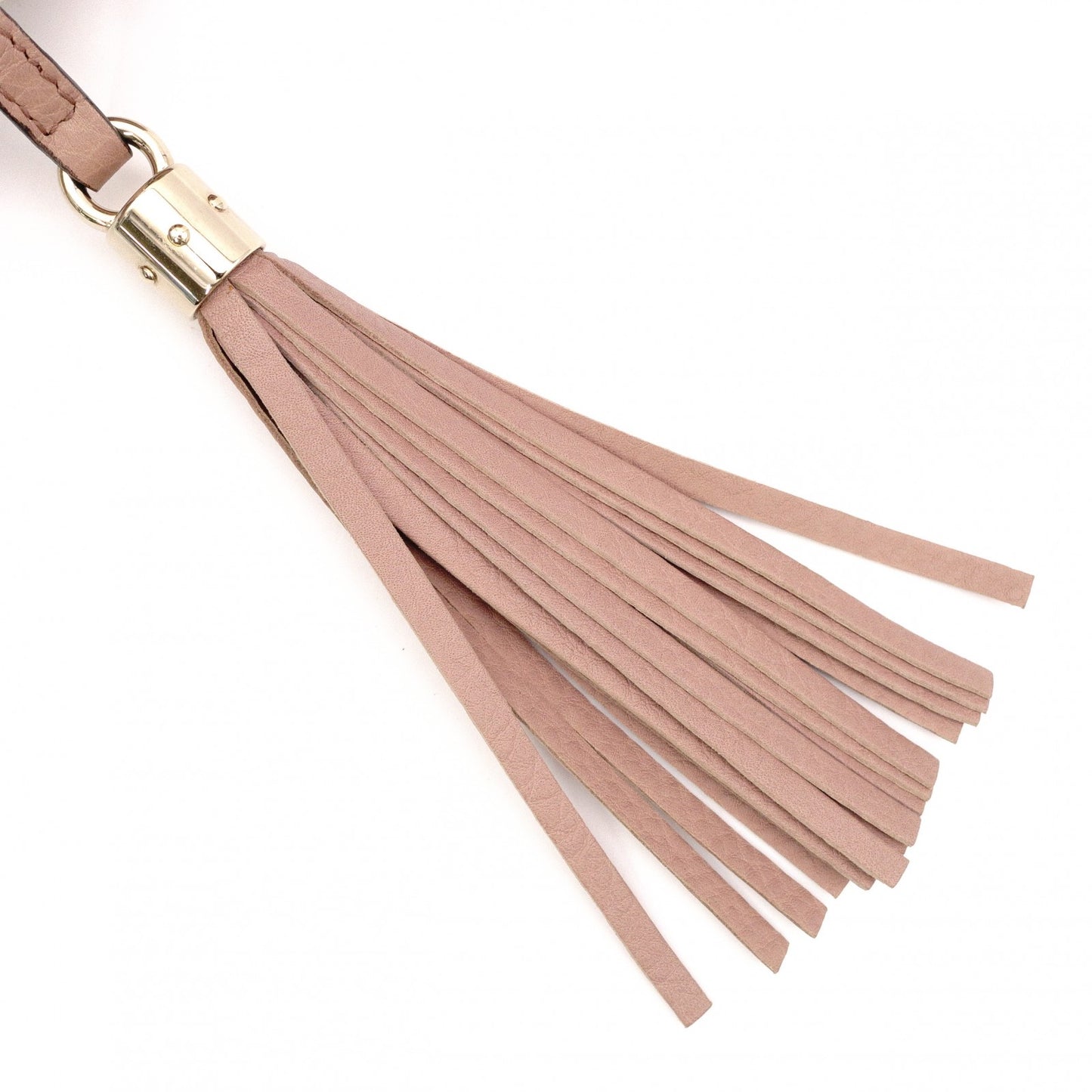 GUCCI Soho Shoulder Bag, Leather, Pink Beige, Fringe, GG Logo