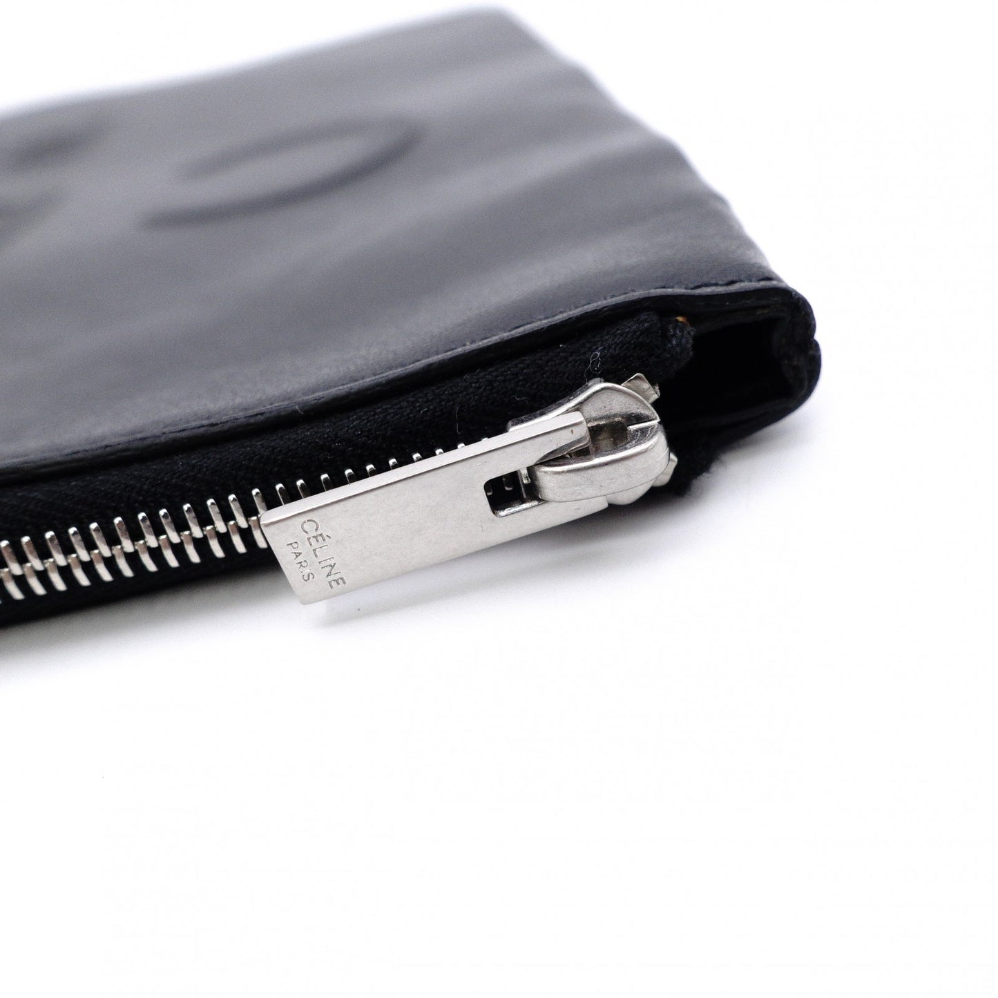 CELINE Clutch Bag, Leather, Black, Phoebe Era, Big Logo, Black, Men's, Pouch, Women's