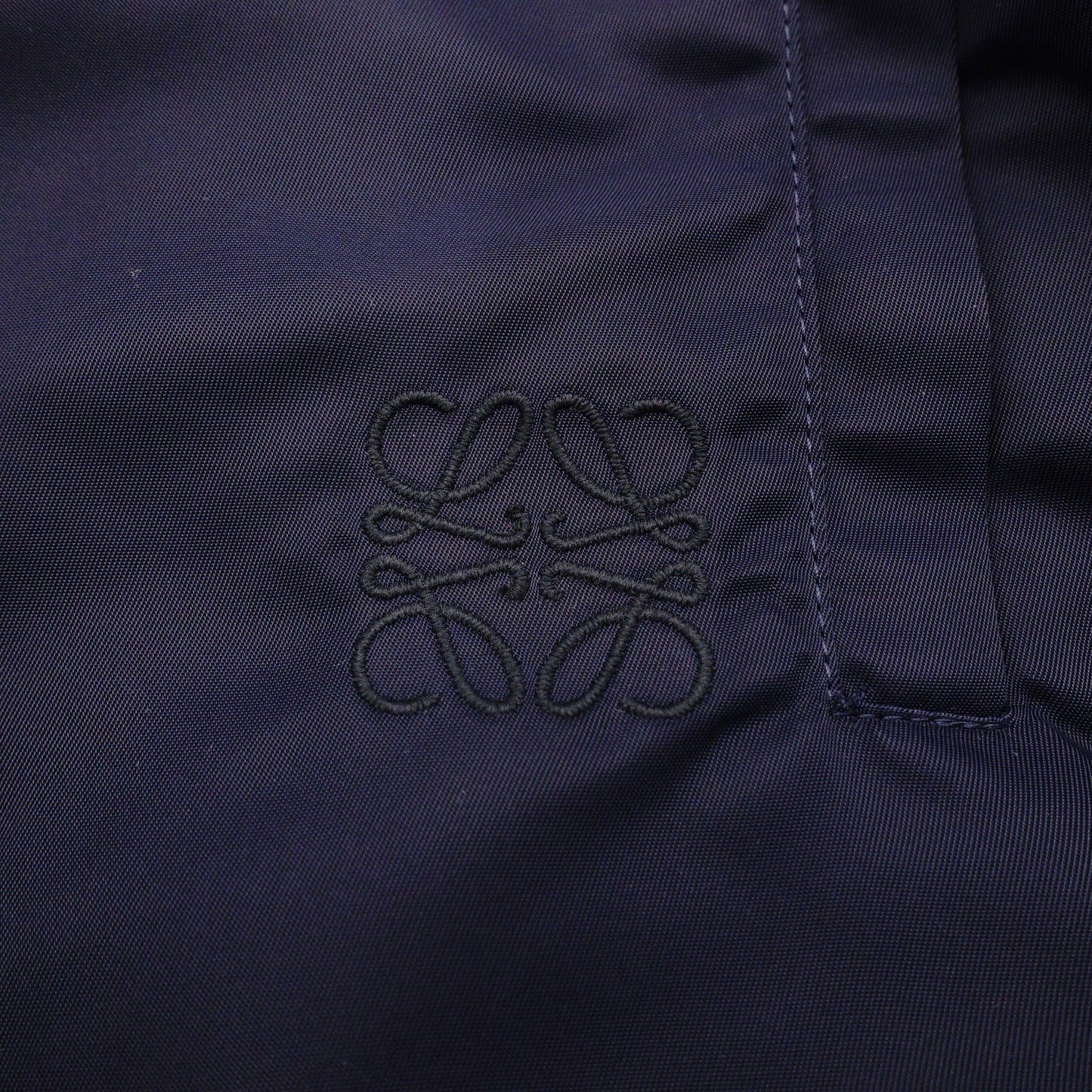 LOEWE Anagram IT/EU Size 46 M–L Nylon Jacket, Polyester/Nylon, Navy, Drawstring Hood
