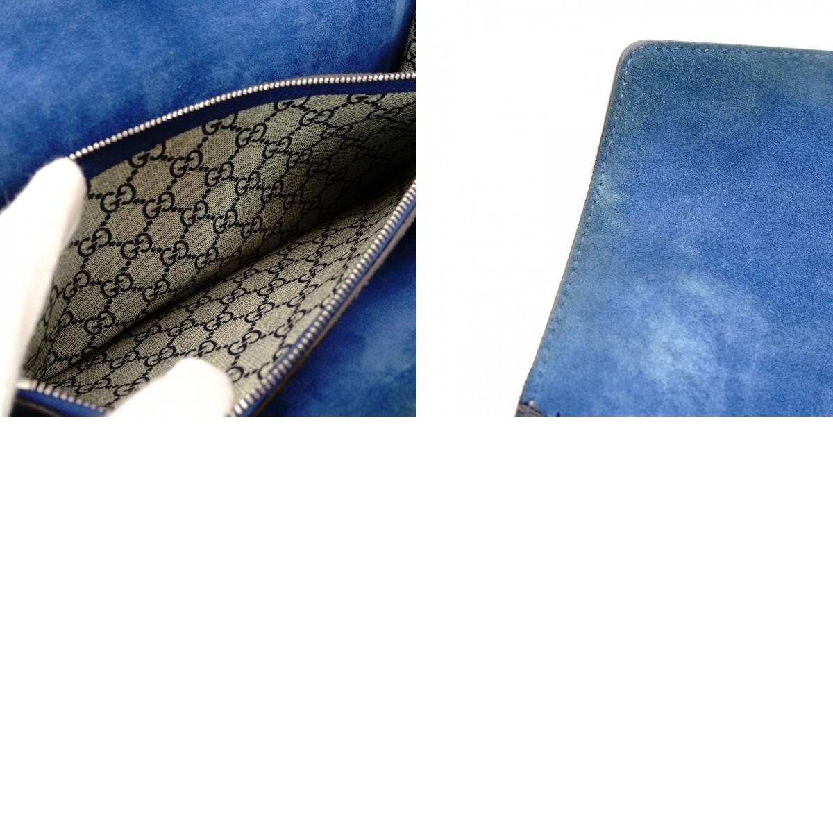 GUCCI Dionysus Flower Shoulder Bag Chain GG Supreme Beige × Blue PVC Suede 7-10-1003