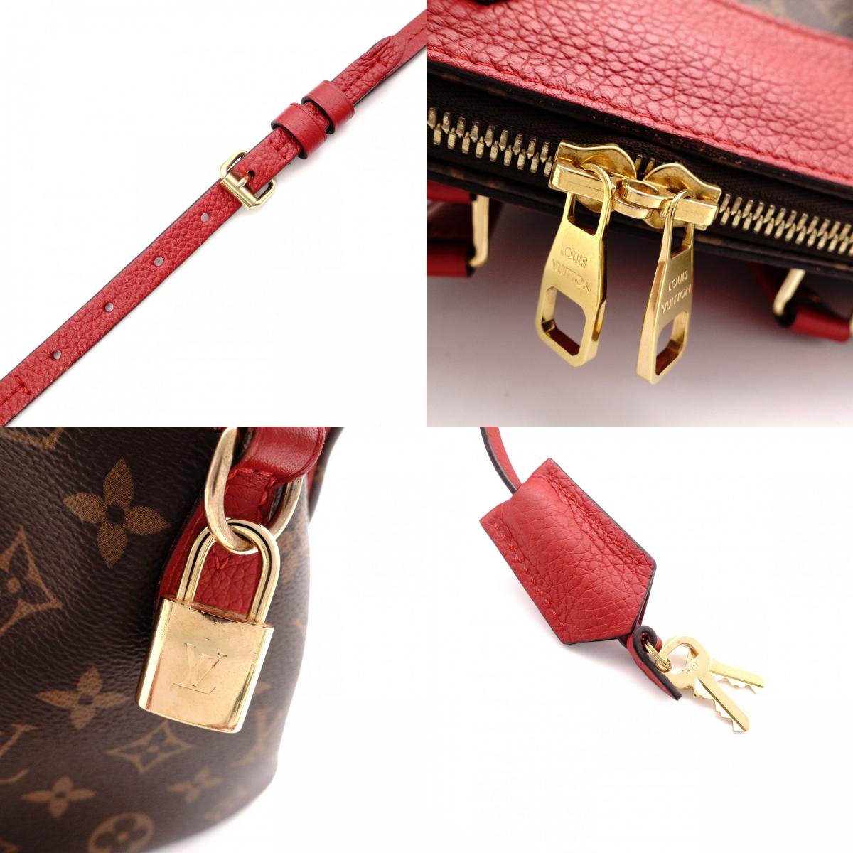LOUIS VUITTON Retiro PM Handbag, Boston, 2-Way, Leather/PVC, Brown/Red, Women's