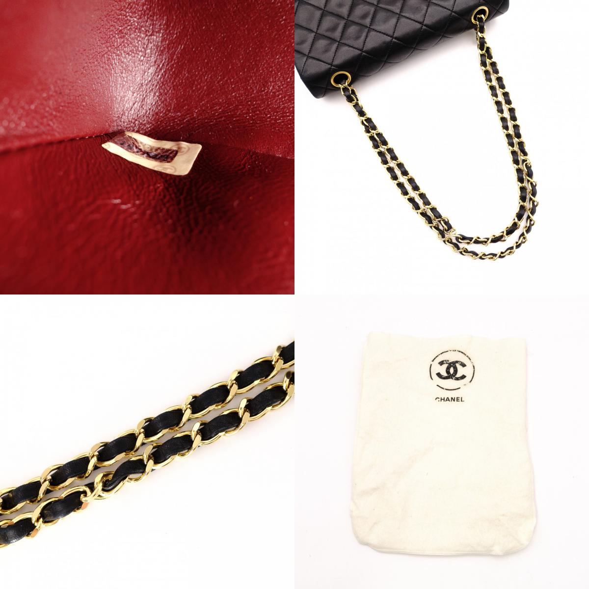 CHANEL W Flap Matelassé Lambskin Classic Shoulder Bag, Leather, Black, Gold Hardware, Crossbody