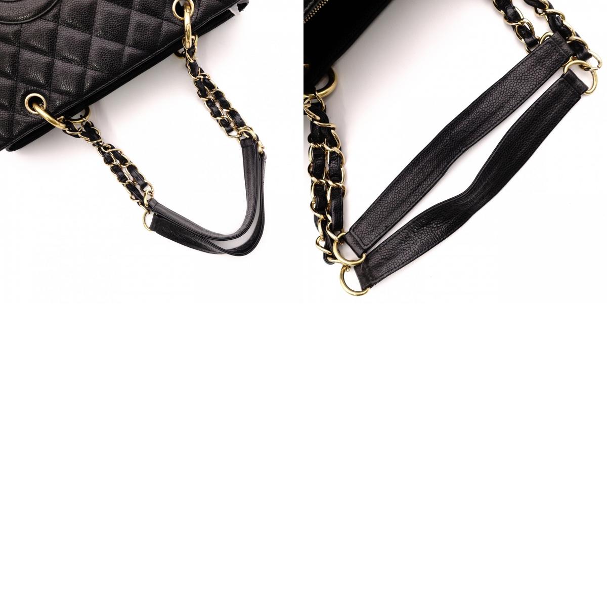 CHANEL GST Matelassé Caviar Skin Shoulder Bag, Tote Bag, Leather, Black, Gold Hardware