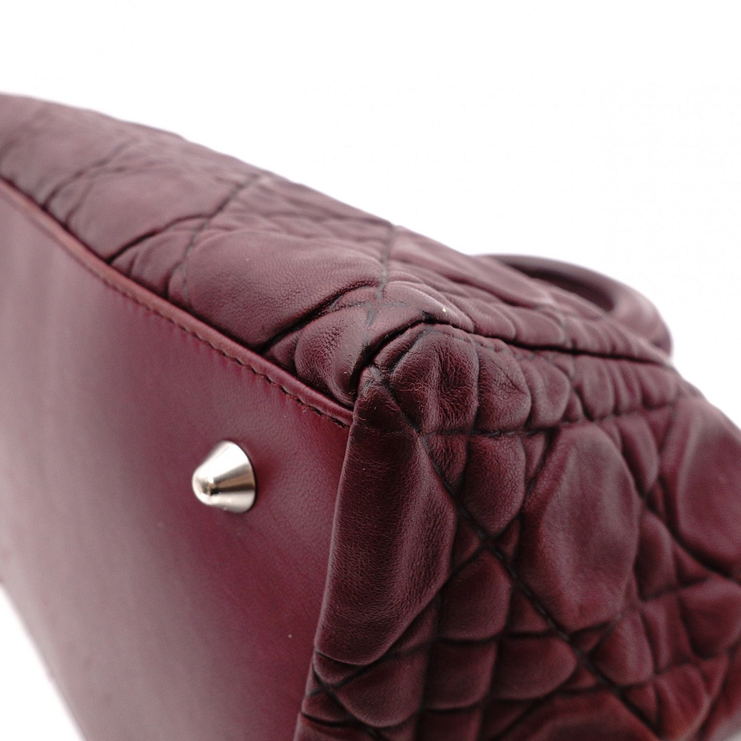 Christian Dior Cannage 32 Handbag Leather Bordeaux