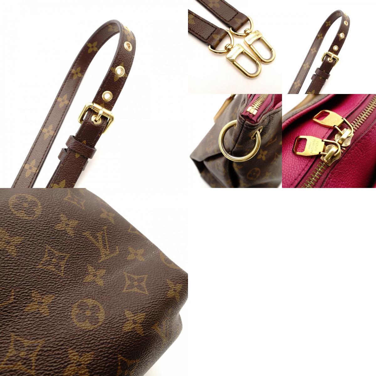 LOUIS VUITTON Monogram Canvas Parthena Handbag 2-Way Brown × Pink PVC Leather Shoulder 7-10-423