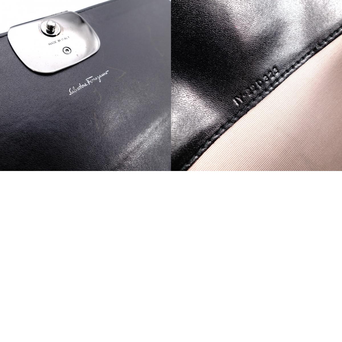 Salvatore Ferragamo Vara Wallet Chain, Leather, Black