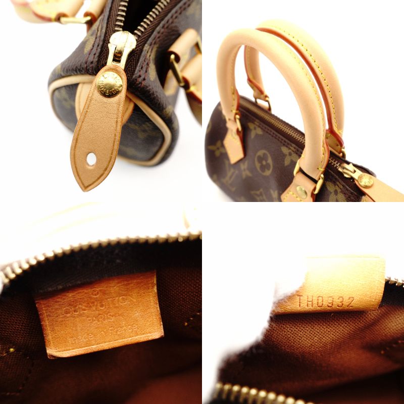 LOUIS VUITTON Mini Speedy Monogram Canvas Handbag PVC Leather Brown 7-12-120