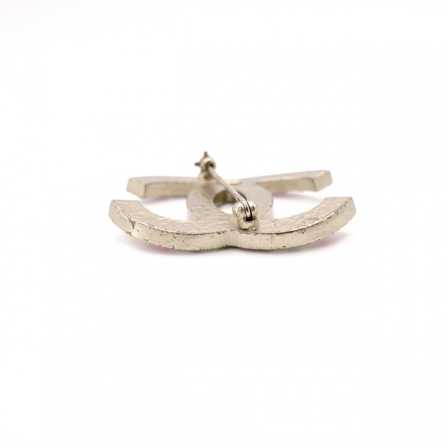 CHANEL Coco Mark Brooch Metal Silver Rhinestone
