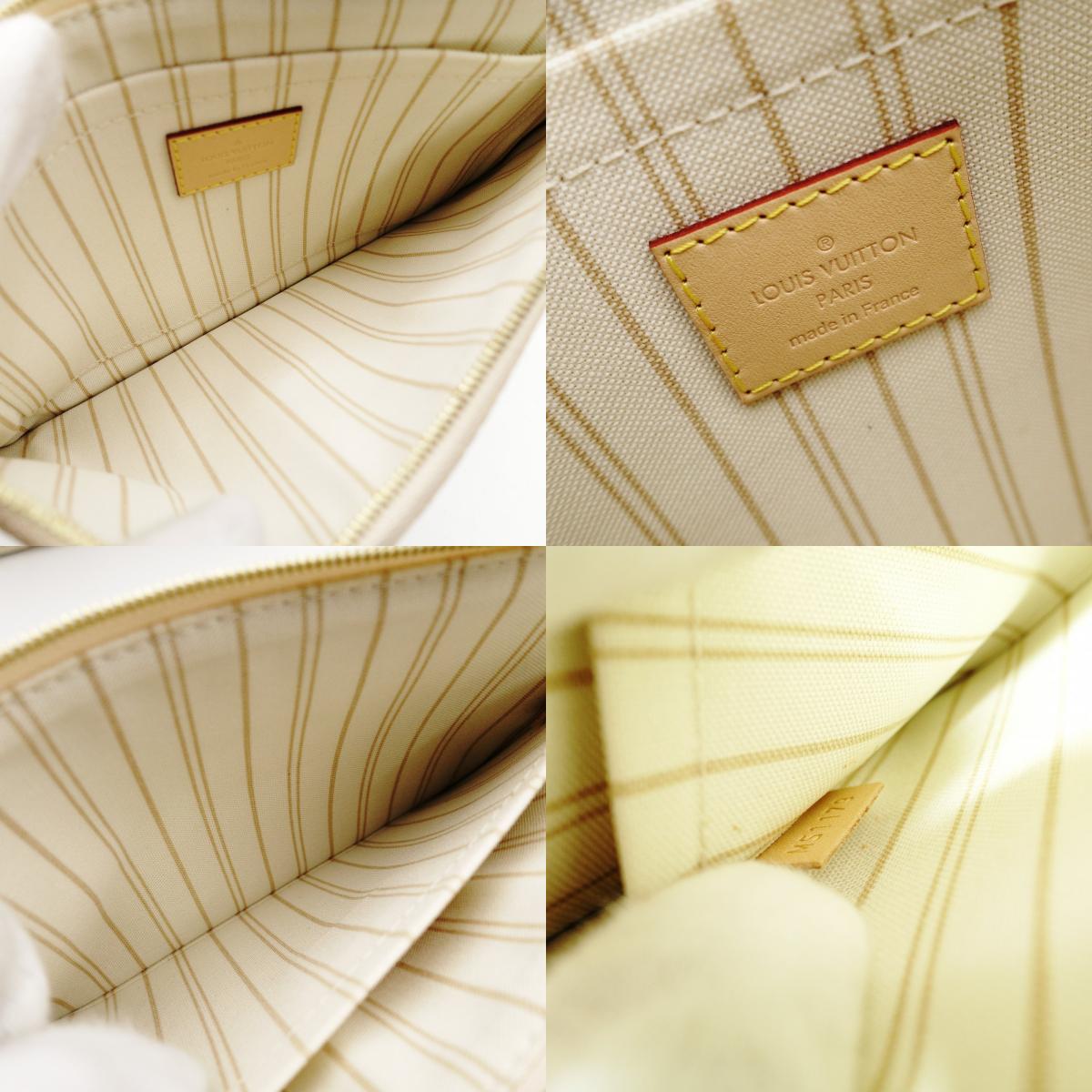 LOUIS VUITTON Neverfull MM Damier Azur Tote Bag with Pouch White-Tone Shoulder 7-12-105