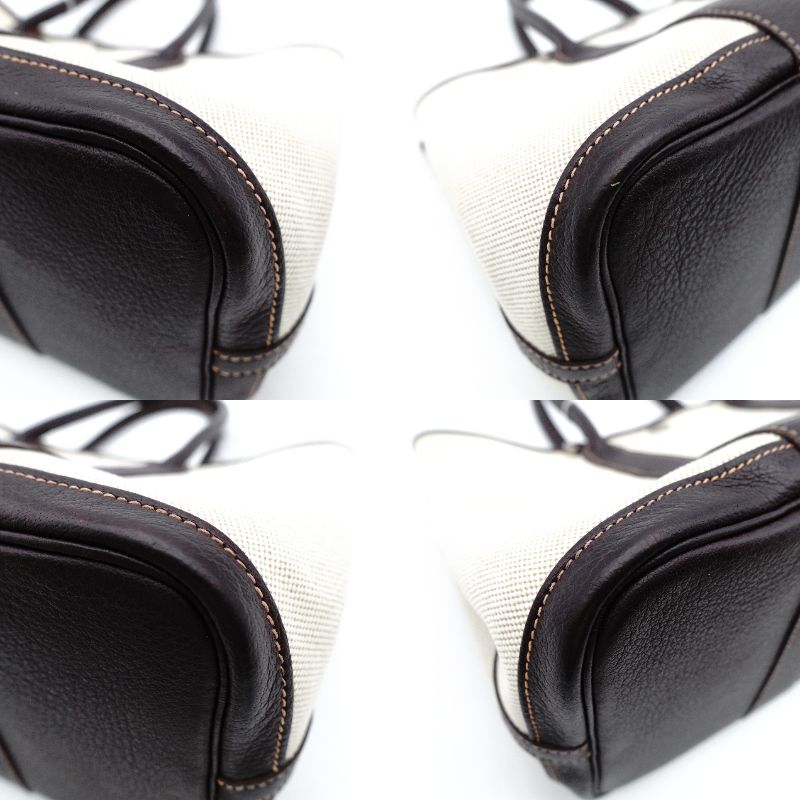 HERMES Garden Party TPM Twill Ash Canvas Leather Brown × Beige Tote Bag 7-9-300