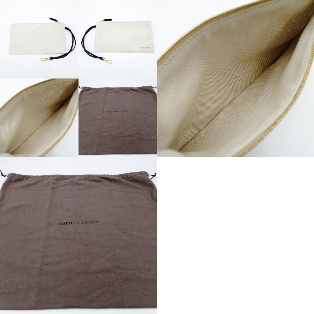 Bottega Veneta Intrecciato Tote Bag Canvas Off-White × Black Shoulder Pouch Included 7-12-042