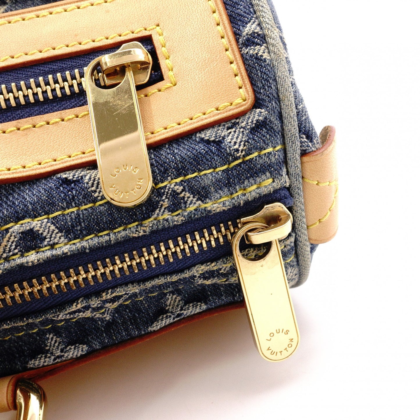 LOUIS VUITTON Denim Neo Speedy Handbag, Denim, Leather, Denim Monogram