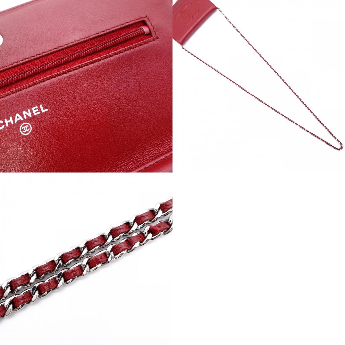 CHANEL Shoulder Bag, Leather, Red, Crossbody, Caviar Leather, Silver Hardware