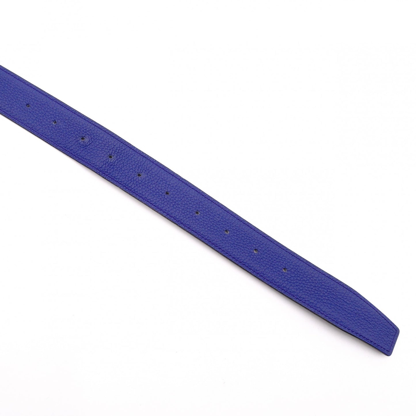 HERMES H Belt, Leather, Men's, Blue x Black, Size 95, Reversible