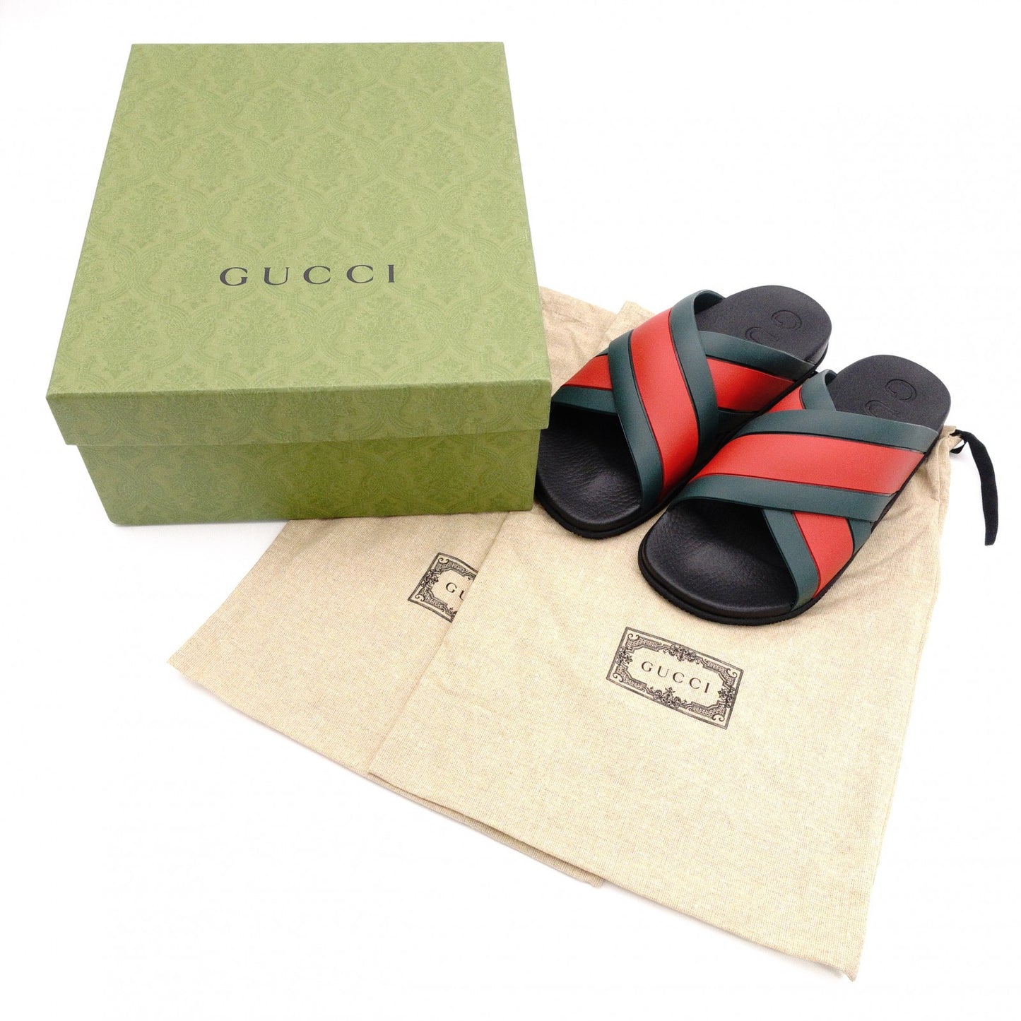 Unused GUCCI Sherry Line Sandals, Rubber, Black, Men's, US 9 (approx. 28–28.5 cm)