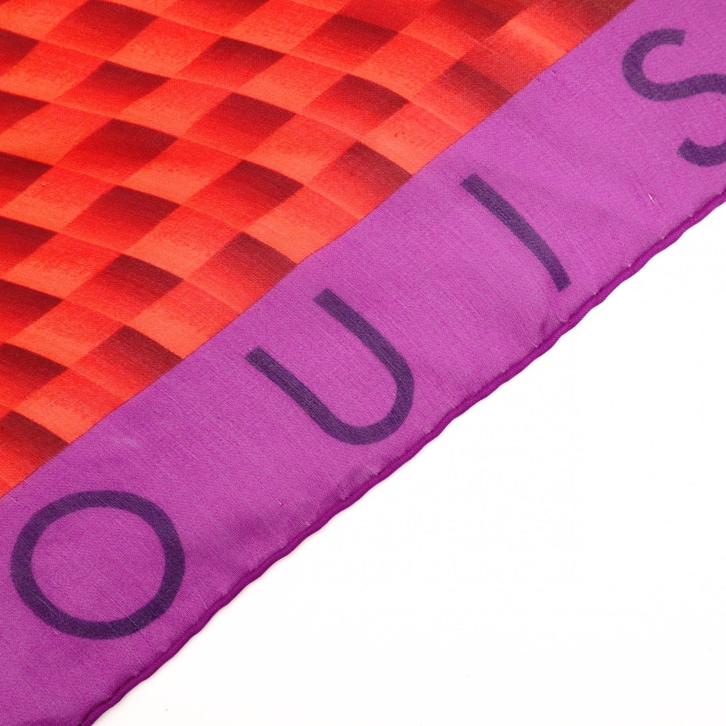 LOUIS VUITTON Damier Scarf, Silk, Red/Purple, 90x90, Women's