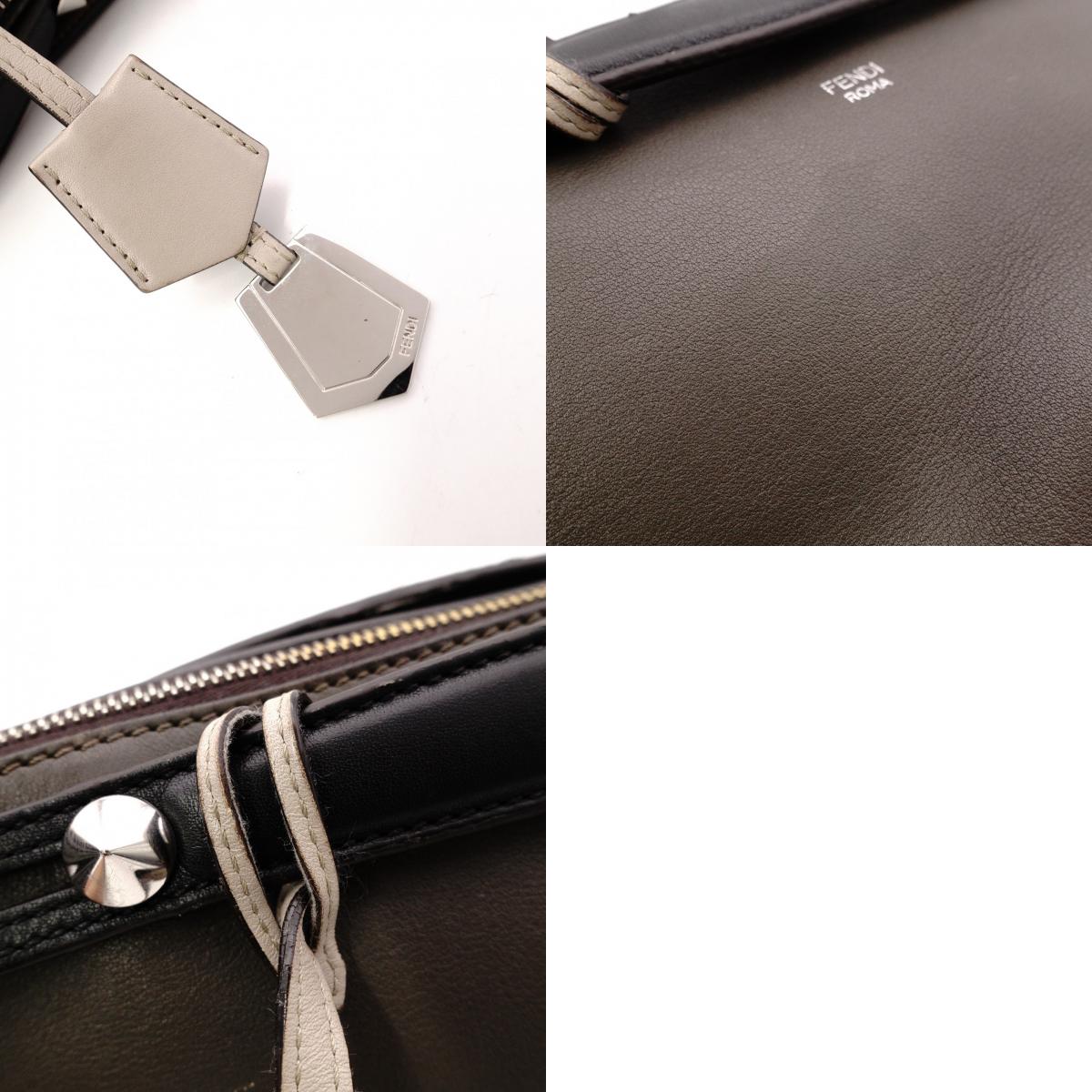 FENDI Zucca By the Way Handbag, Leather, Brown x Black, with Charm