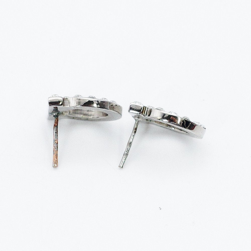 Salvatore Ferragamo Gancini Rhinestone Earrings Silver 7-12-718