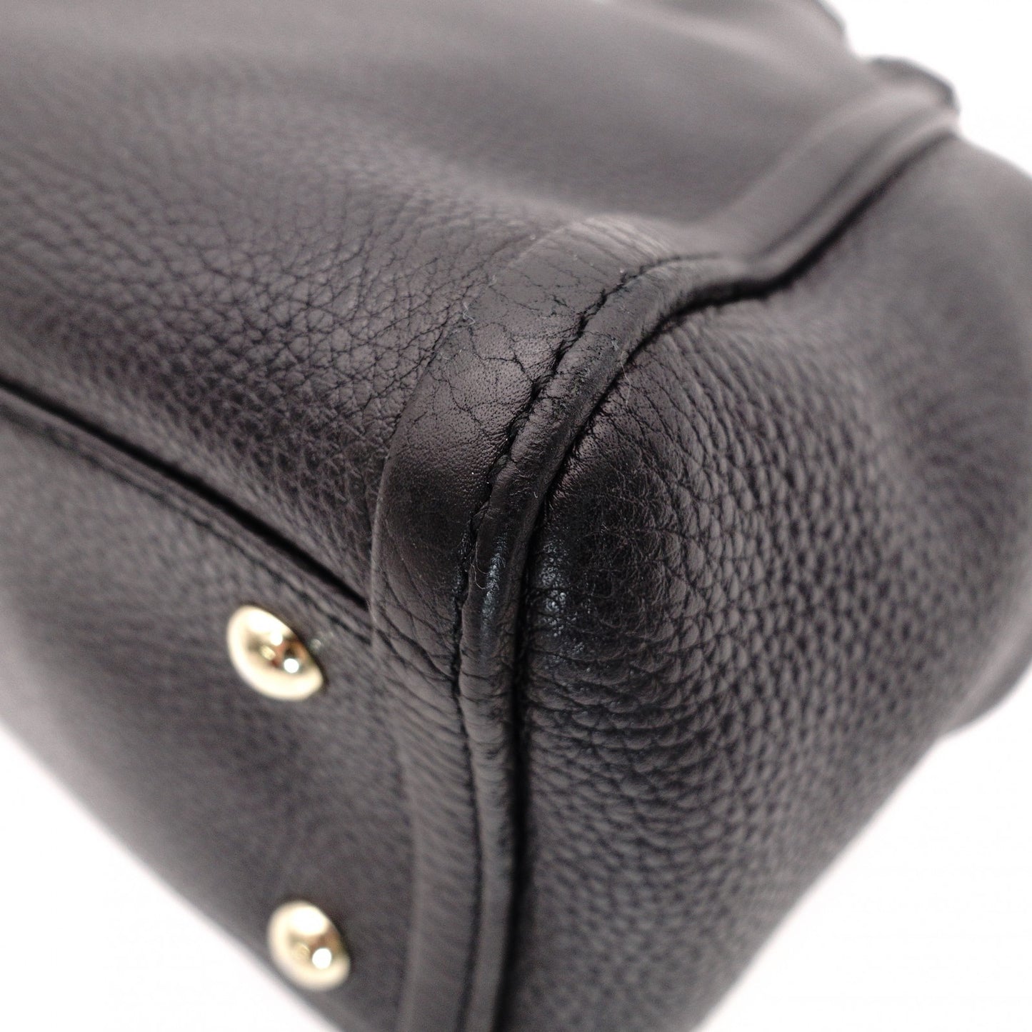 GUCCI Soho Shoulder Bag, Leather, Black, 2-Way