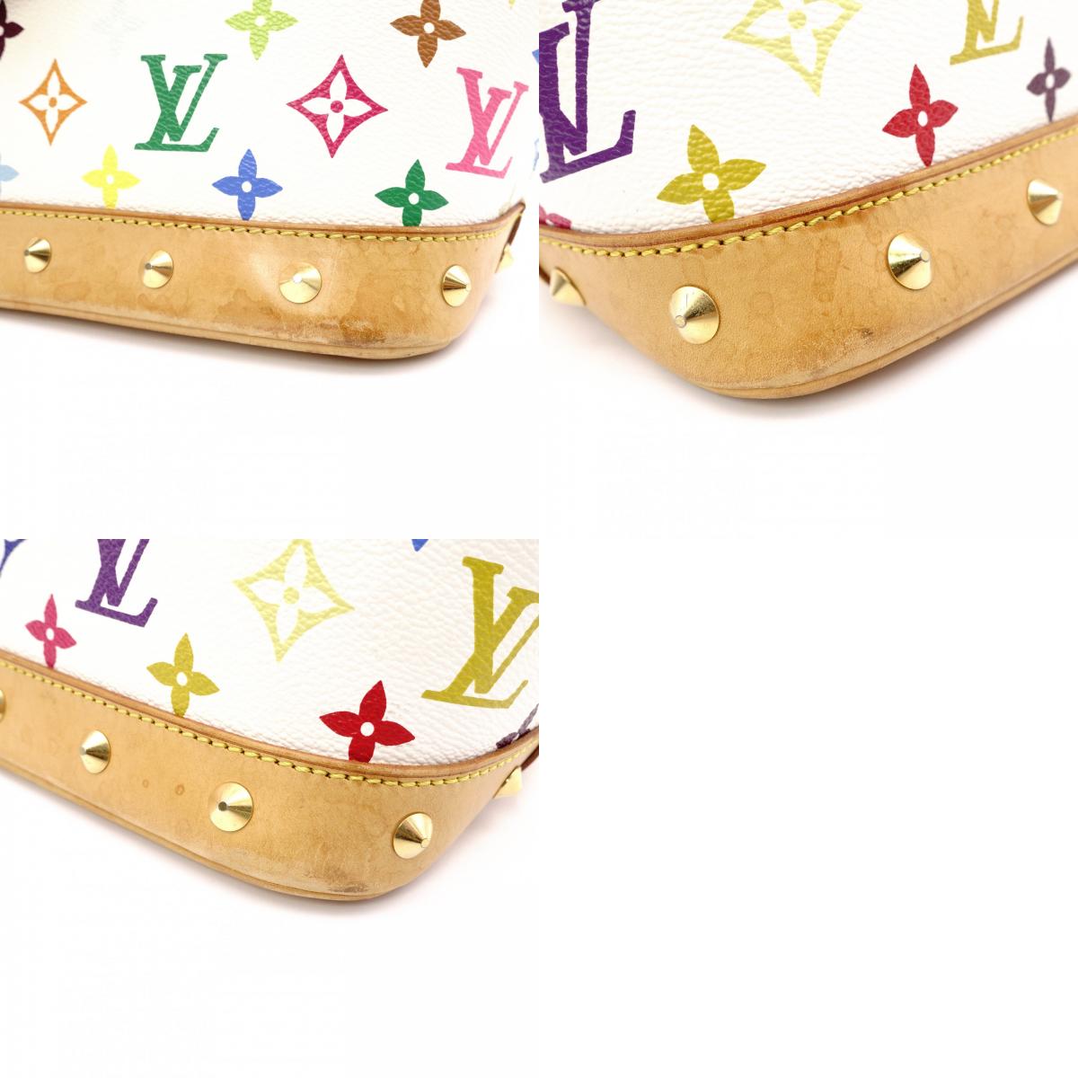 LOUIS VUITTON Alma Monogram Multicolor Handbag with Studs, Leather/PVC, White, Women's