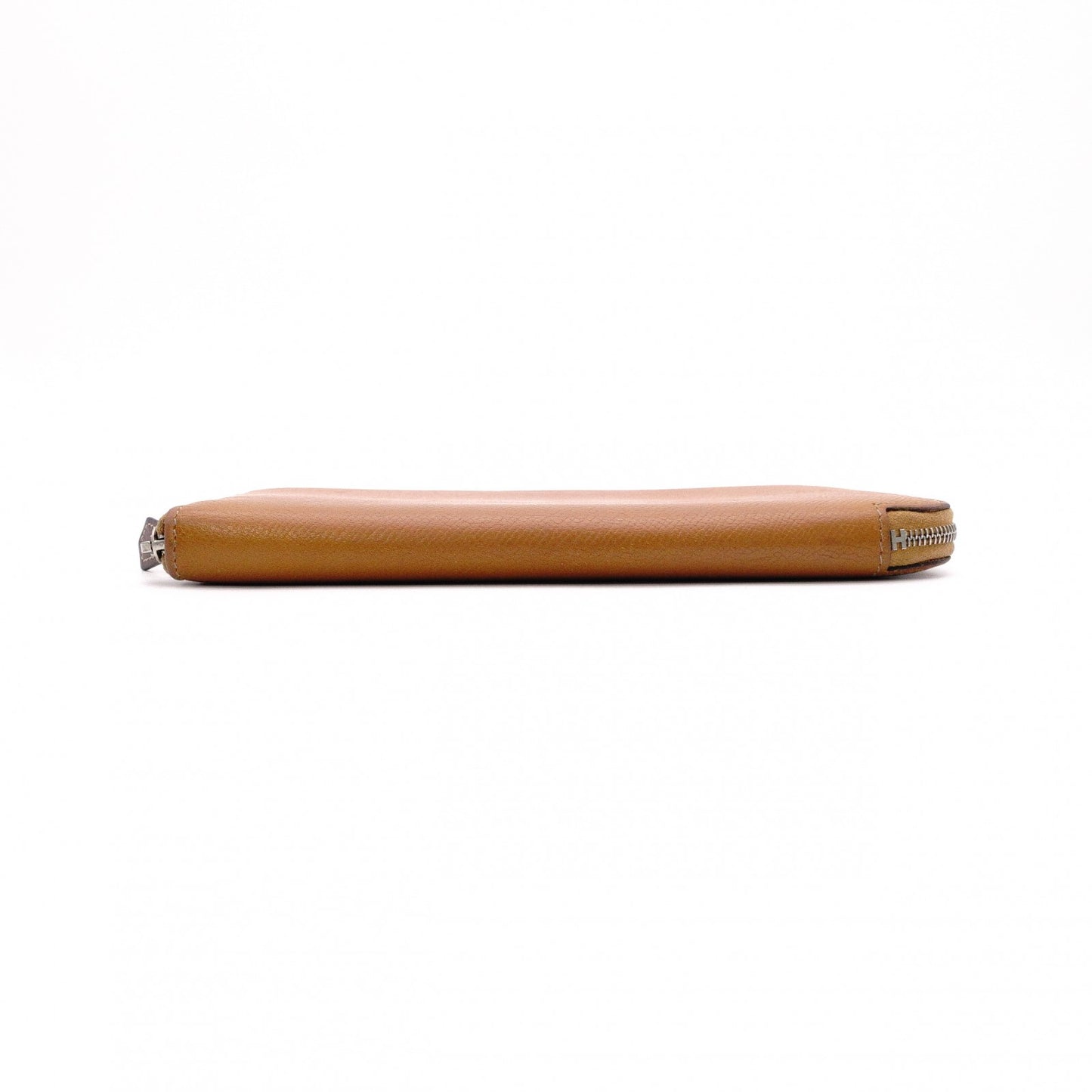 HERMES Azap Silk-Lined Long Wallet, Leather, Brown, Silver Hardware, A Stamp