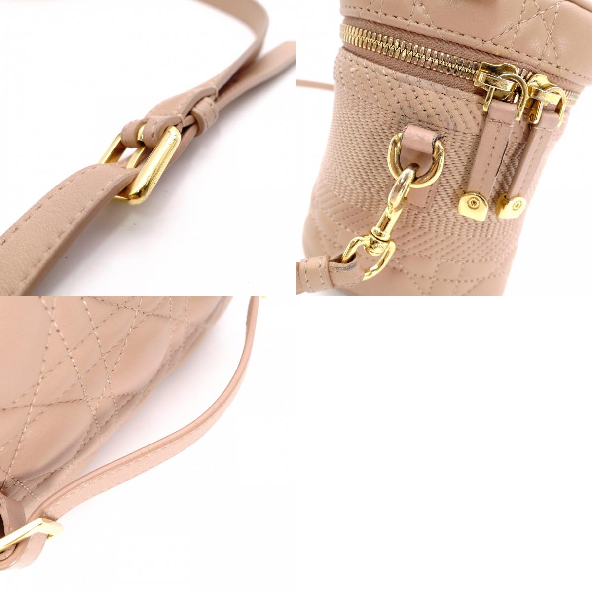 DIOR Small Vanity Bag, Dior Travel Shoulder Bag, Leather, Pink Beige, 2-Way