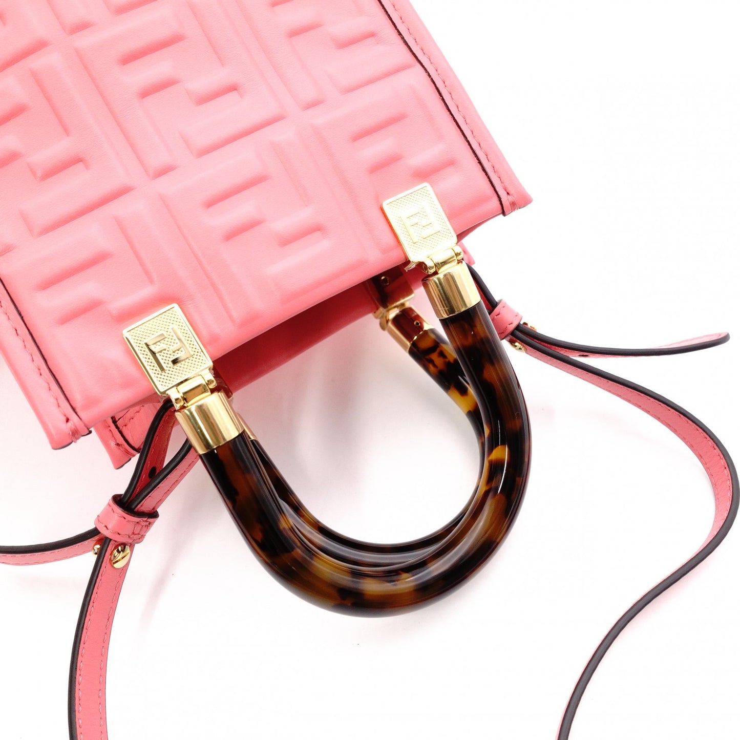 FENDI Sunshine Shopper Mini Shoulder Bag, Leather, Pink, 2-Way