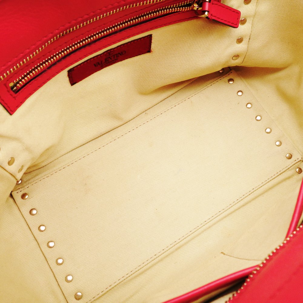 Valentino Garavani Stud Handbag Pink Leather 2-Way Shoulder 7-12-853