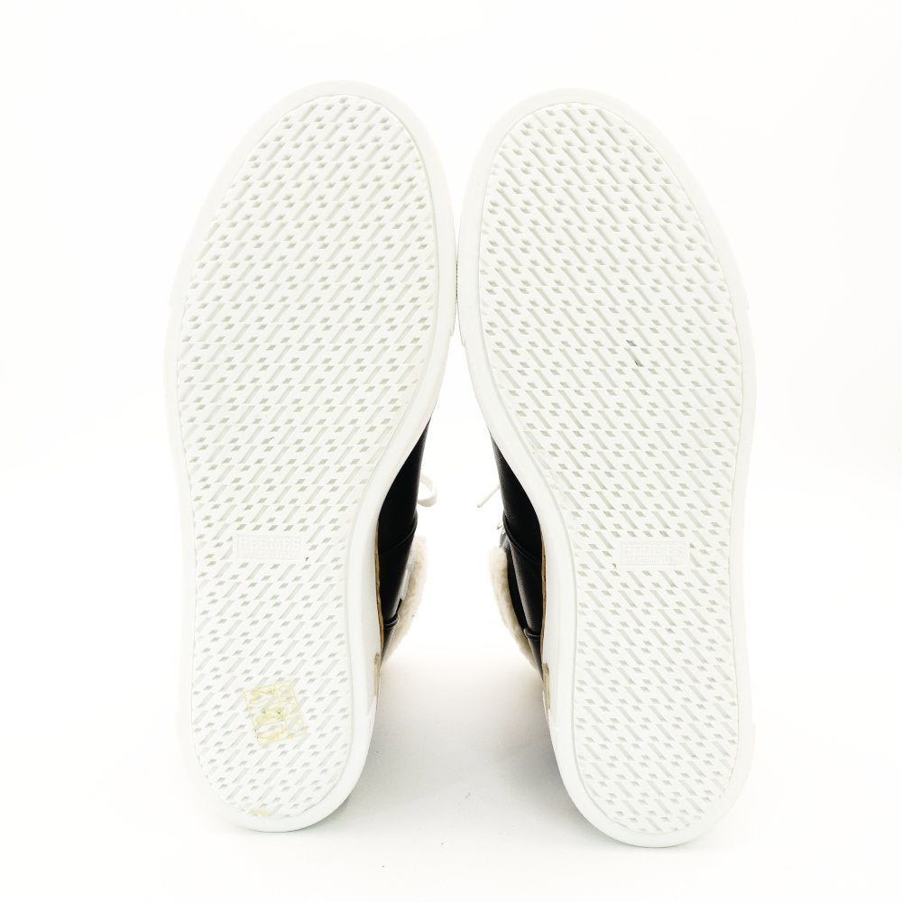 HERMES Flocon sneakers leather/Mouton black USED Women