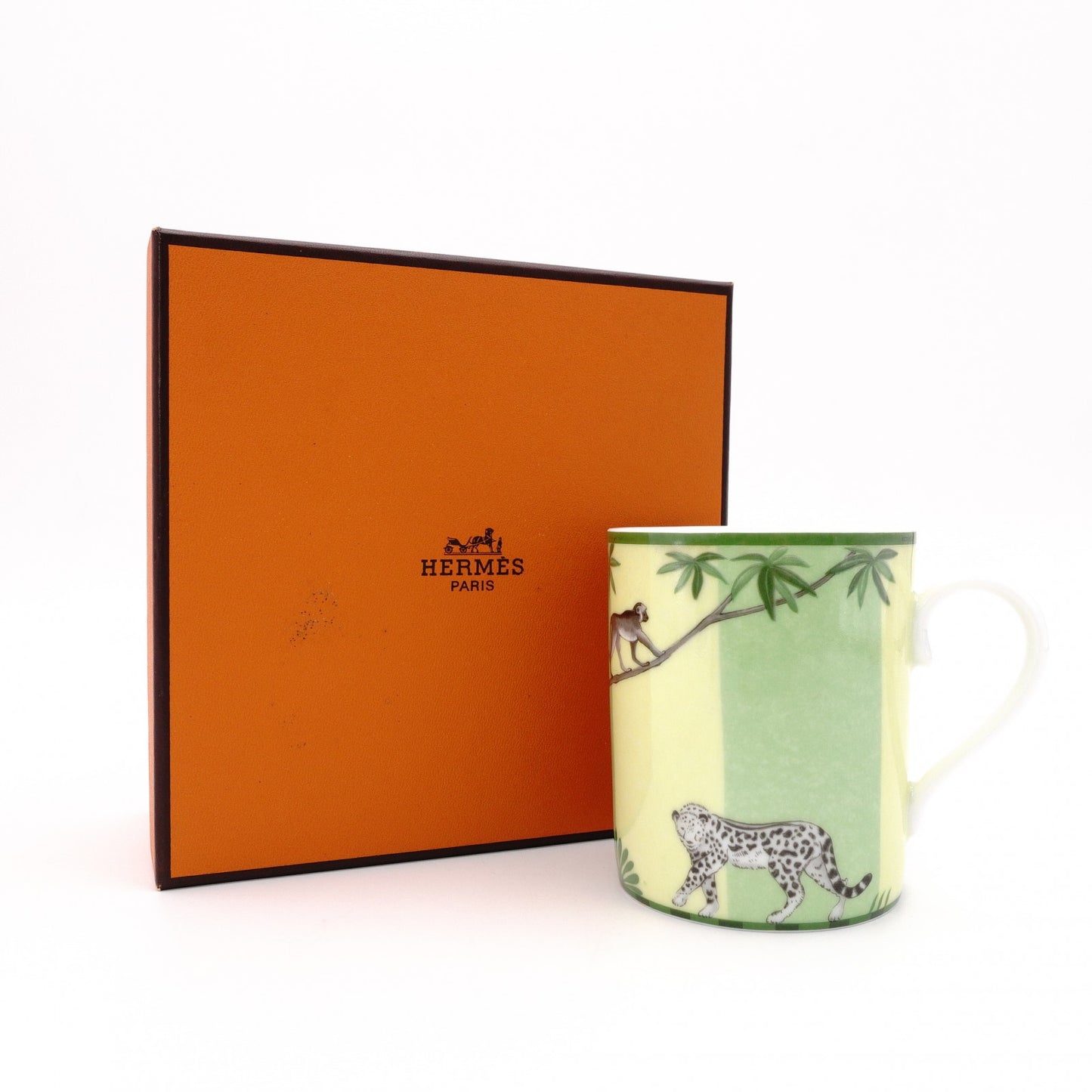 HERMES Africa Mug, Ceramic, Green, Comes with Box