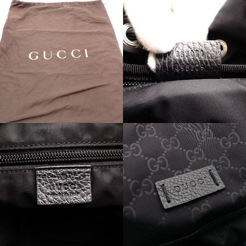 GUCCI Backpack Daypack 387071 Nylon Black Backpack Black Backpack Men's GG Logo Stripe R801010