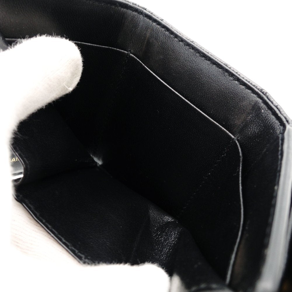 Saint Laurent YSL Cassandra Tiny Wallet Black Leather Black Mini Wallet Foldable Wallet Tri-Fold 7-12-602