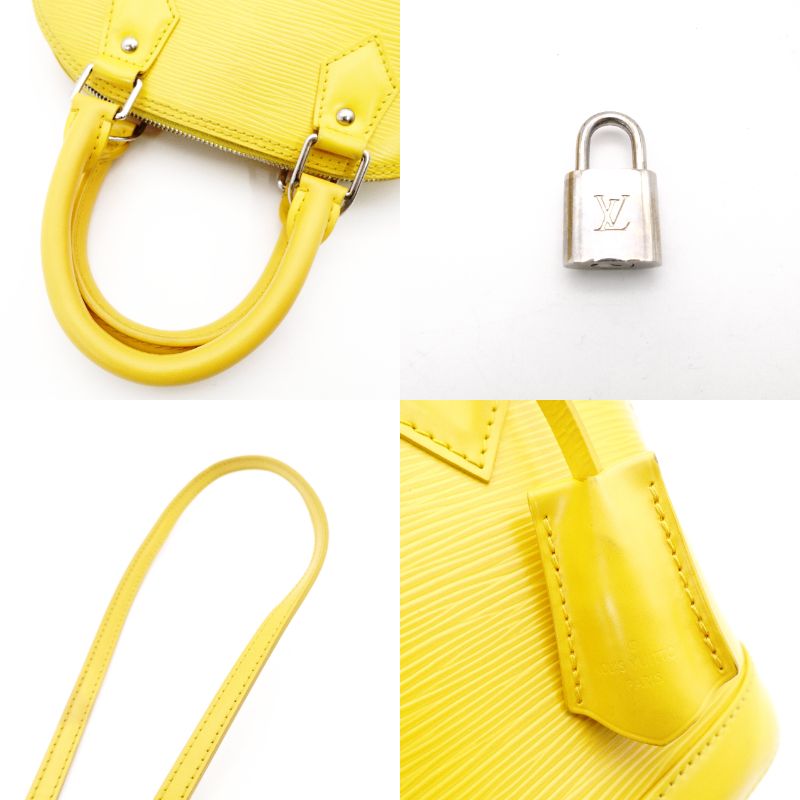 LOUIS VUITTON Epi Alma BB Handbag 2-Way Yellow Leather Crossbody Silver Hardware R81170