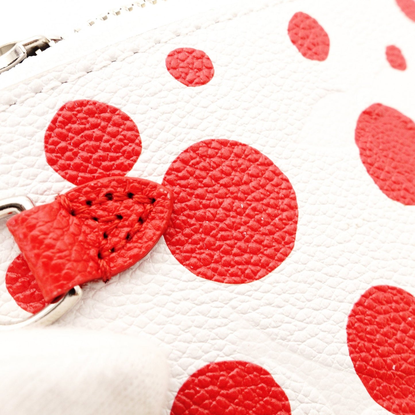 LOUIS VUITTON Neverfull Pouch Infinity Dot Yayoi Kusama Leather White × Red Pouch 7-12-104