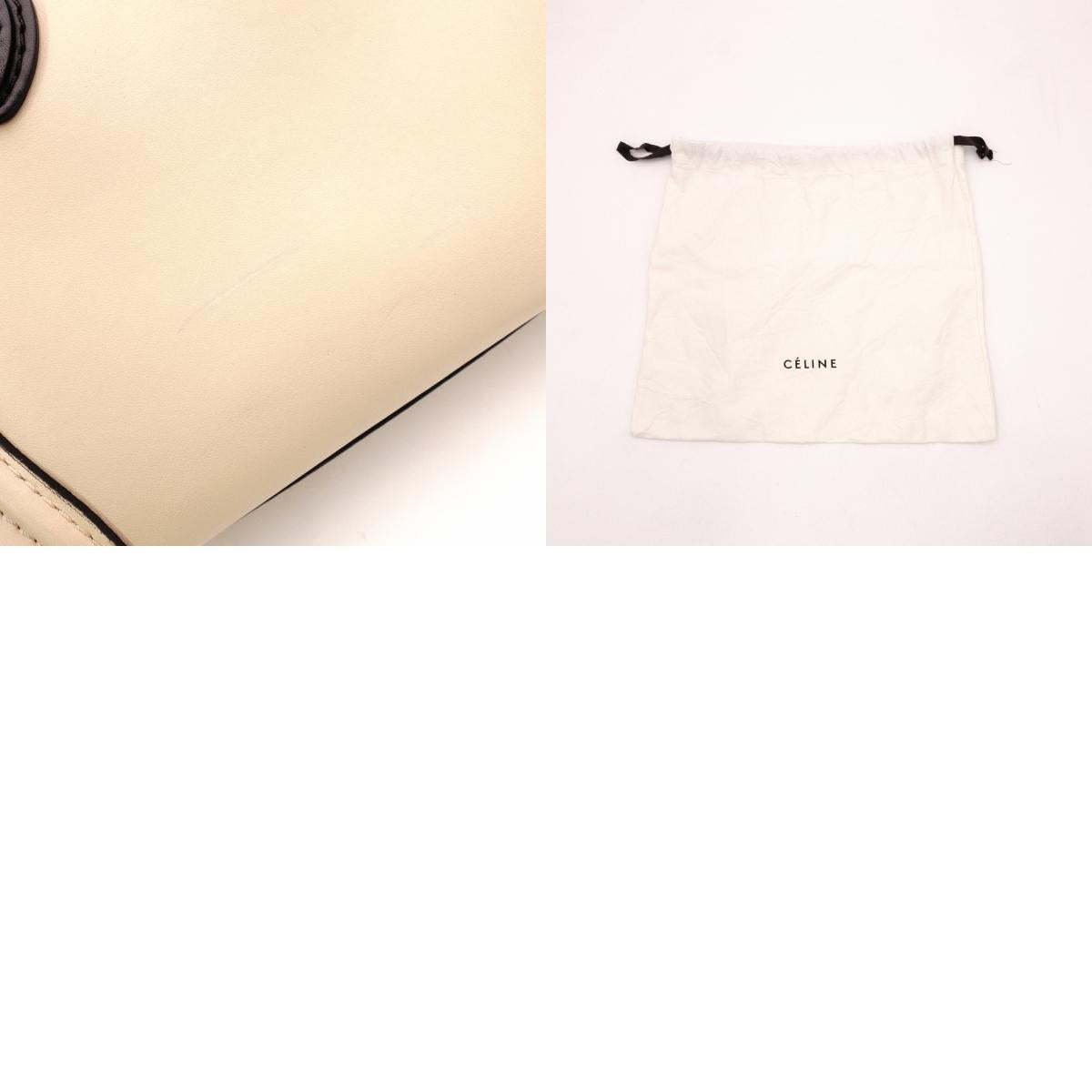 CELINE Luggage Nano Shopper Handbag, Leather, Beige/Black, 2-Way Crossbody