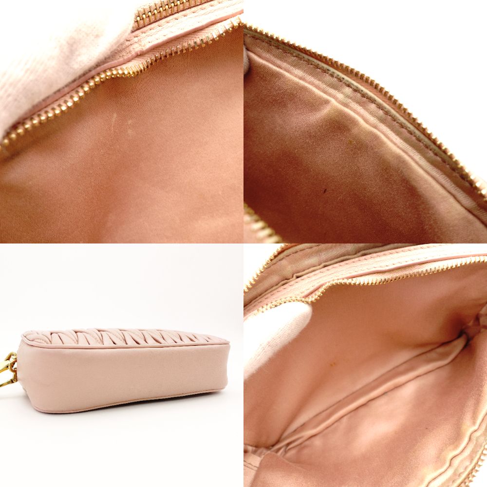 MIU MIU Matelassé Shoulder Bag Pink Leather Crossbody Gold Hardware 7-12-677