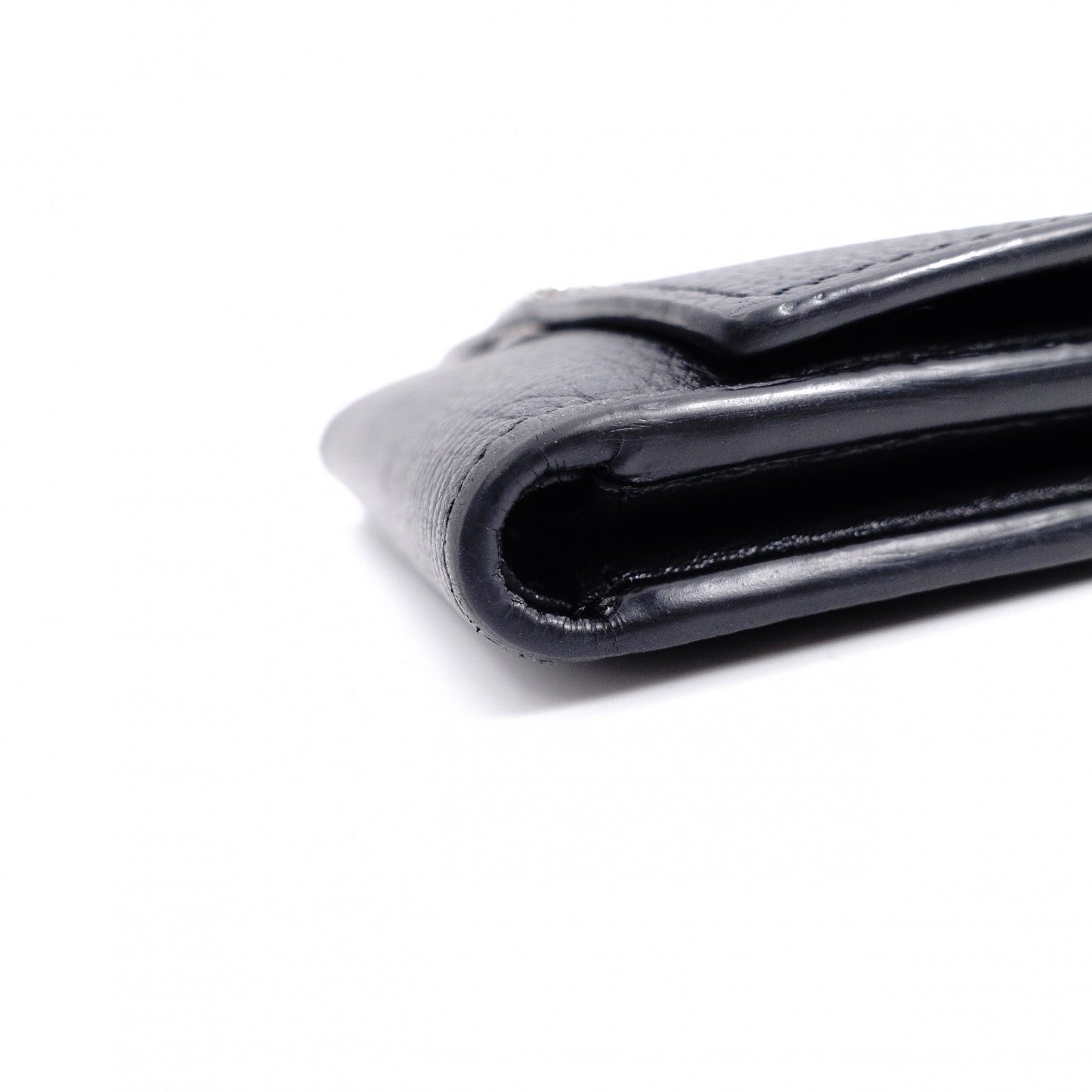 LOEWE Vertical Wallet Anagram Tri-fold Wallet Leather Black with Silver Hardware