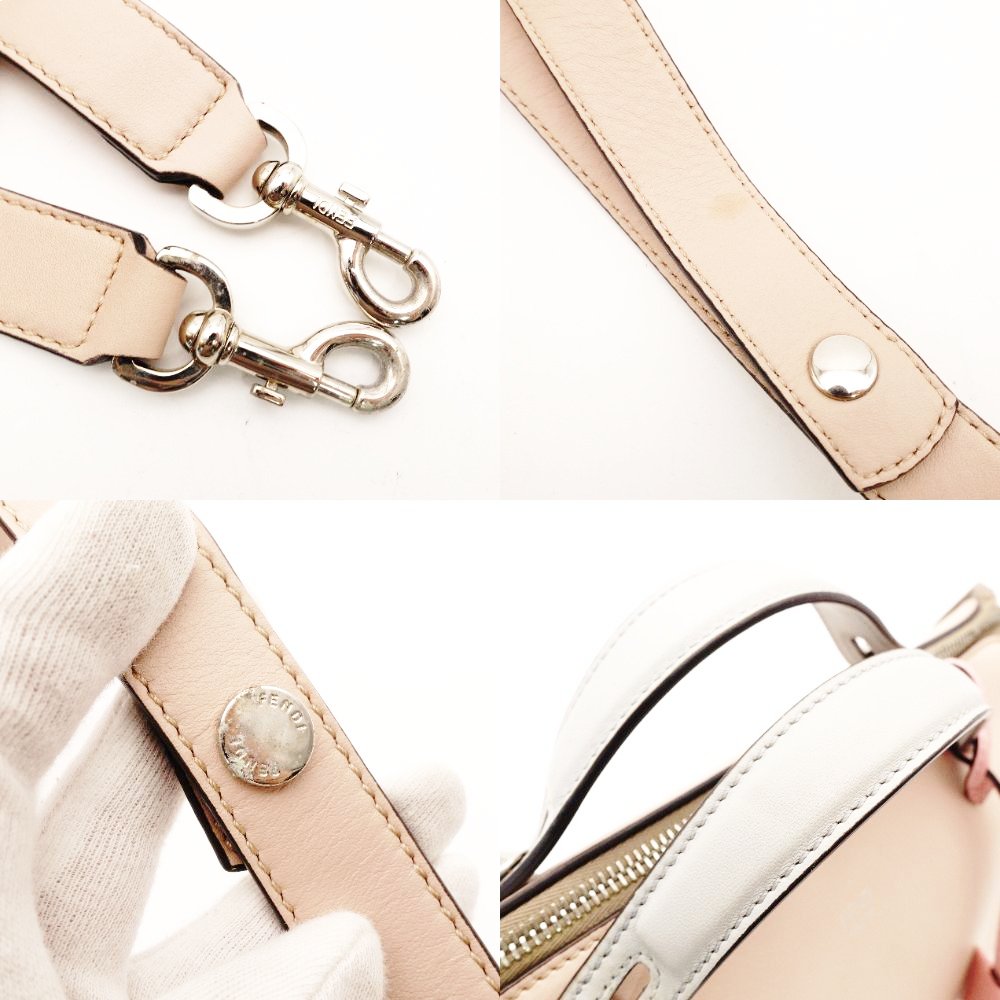 FENDI By the Way Handbag Pink Beige × Blue Leather 2-Way Shoulder R801548