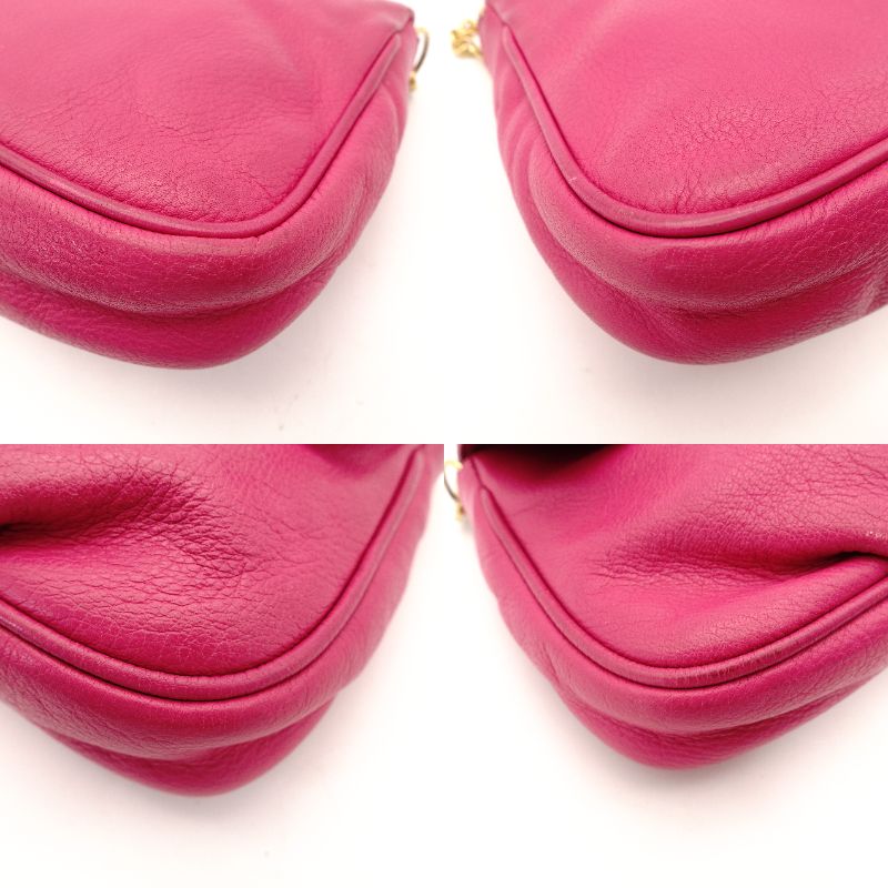 FENDI Mamma Chain Shoulder Bag Pink Leather Crossbody FF Logo Gold Hardware R801581