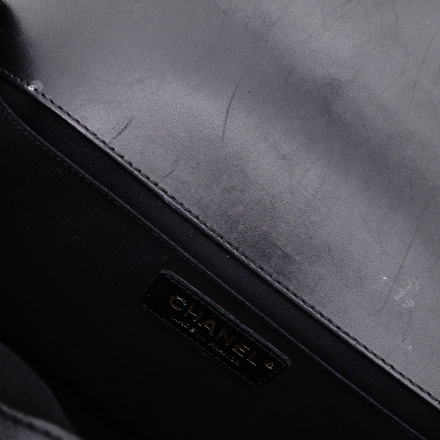 CHANEL Lambskin Boy Chanel 25 Shoulder Bag, Leather, Black with Gold Hardware