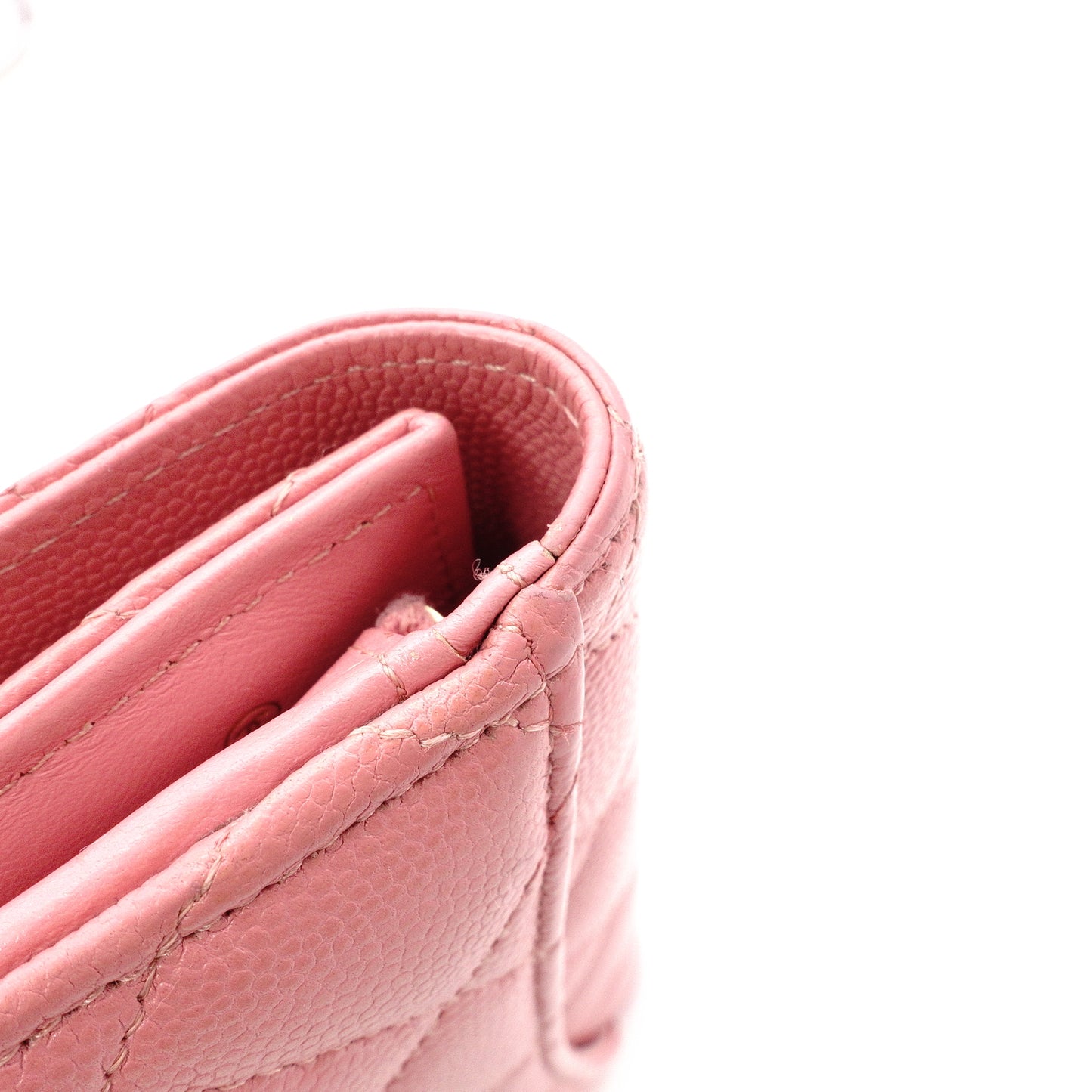 CHANEL Caviar Skin Matelassé Long Wallet, Leather, Pink, CC Logo, Gold Hardware, Foldable Wallet